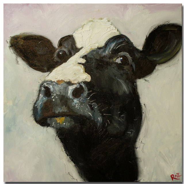 640x640 Cheap Free Shipping Oil Painting On Canvas Original Cow Painting - Framed Cow Painting