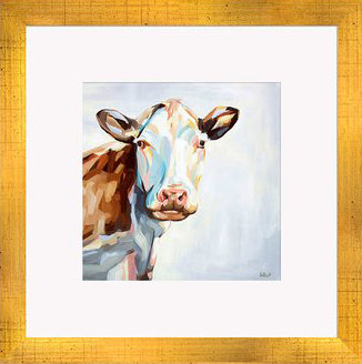 326x328 Farm Cow By Emily Drummond Framed Painting Print In Brown Joss - Framed Cow Painting