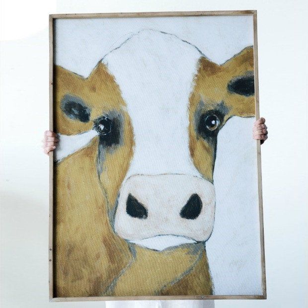 620x620 Framed Canvas Cow Wall Art Cow Wall Art, Framed Canvas And Cow - Framed Cow Painting