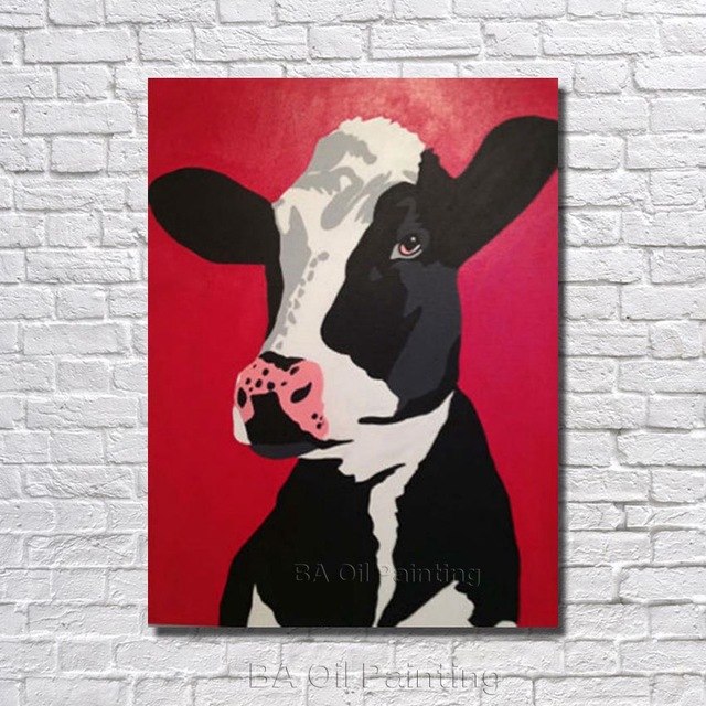 640x640 Free Shipping Handpainted Oil Painting On Canvas Cow Animal Oil - Framed Cow Painting