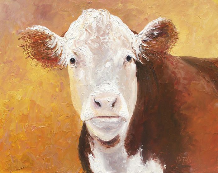 700x556 Hereford Cow Hereford, Online Art Gallery And Online Art - Framed Cow Painting