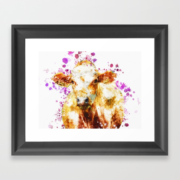700x700 Watercolor Cow Painting, Cow Print, Cow Design, Watercolor - Framed Cow Painting