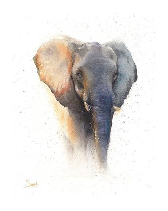 345x432 Elephant Watercolor By Eric Sweet Elephant - Framed Elephant Painting