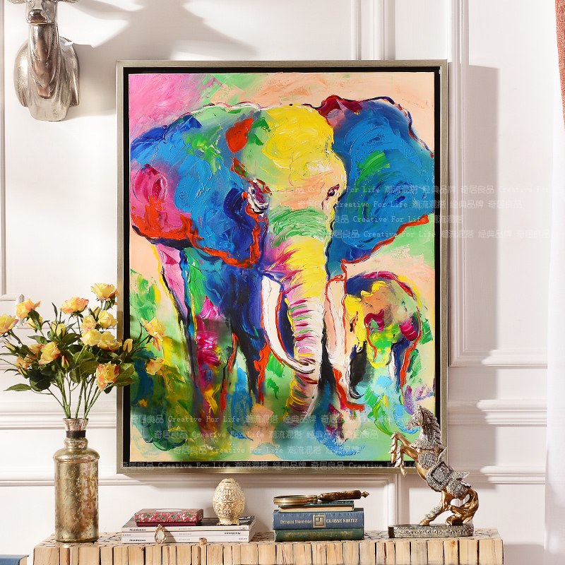 800x800 High Quality Entrance Canvas Frame Decoration Paintings - Framed Elephant Painting