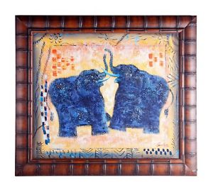 300x268 Original Abstract Art Painting Signed - Framed Elephant Painting