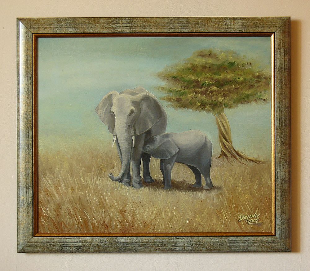 1000x874 Savanna - Framed Elephant Painting