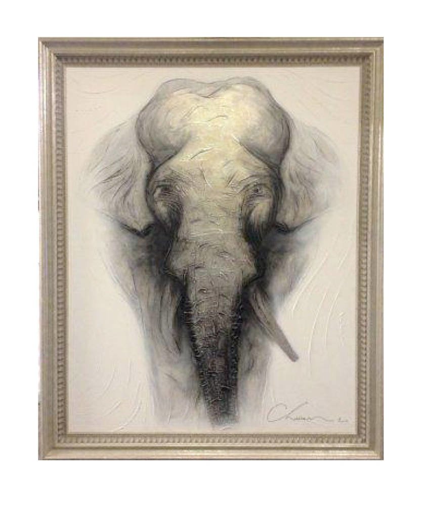 838x1000 Very Large Stunning Elephant Oil Painting - Framed Elephant Painting