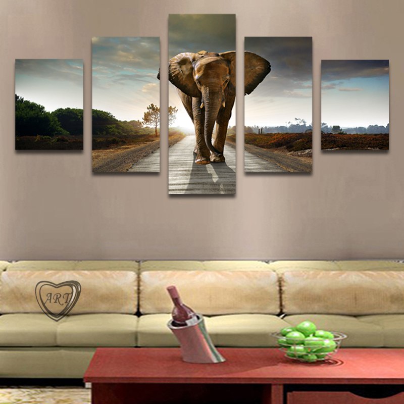 800x800 5 Pcs(No Frame) Elephant Painting Canvas Wall Art Picture Home - Framed Elephant Painting