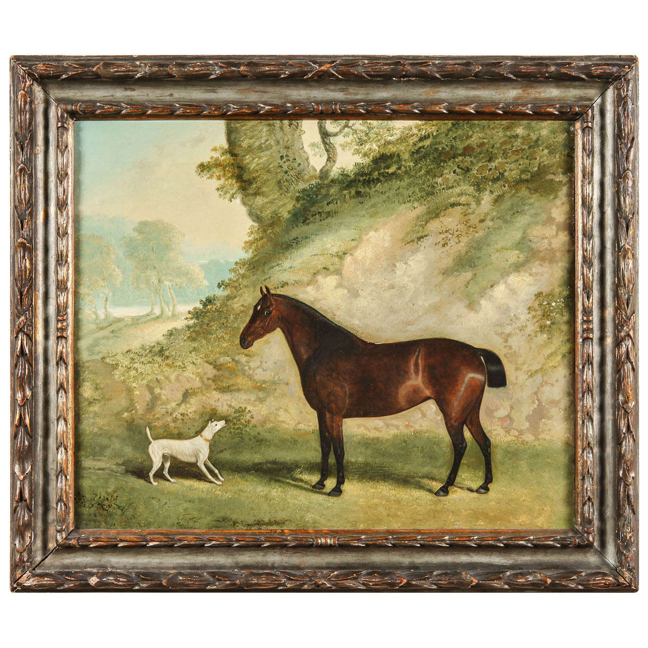 1280x1280 Framed English Oil Painting Of Horse And Dog By John Ferneley, Sr - Framed Horse Painting