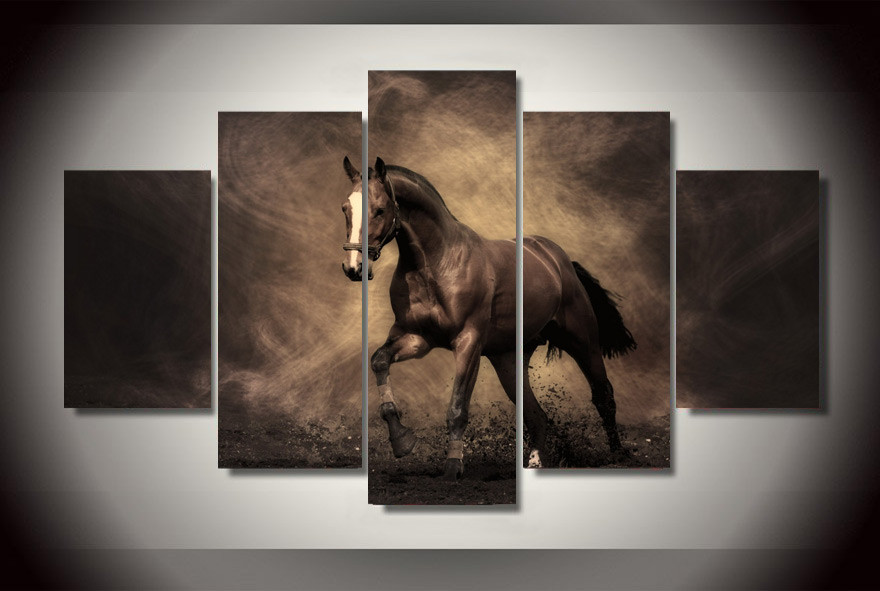 880x591 Framed Galloping Horse Sepia Horses Print Canvas Wall Art Horses - Framed Horse Painting