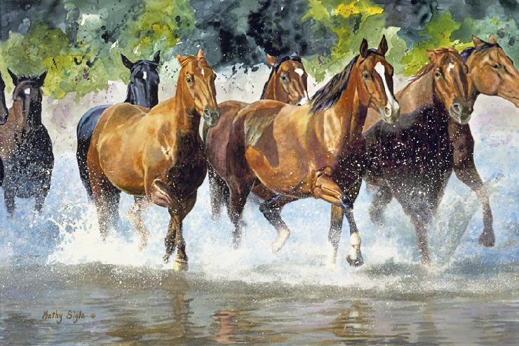 740x494 Horse Play Mini Framed Gift - Framed Horse Painting