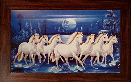425x265 Youth Infomedia Youth Seven Horse Running Painting With Photo - Framed Horse Painting