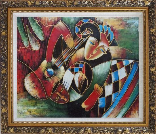 550x473 Framed Two Musicians, Picasso Reproduction Oil Painting Portraits - Framed Reproduction Oil Painting