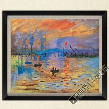 350x350 Impression,sunrise,100% Handmade Oil Painting Canvas Reproduction - Framed Reproduction Oil Painting