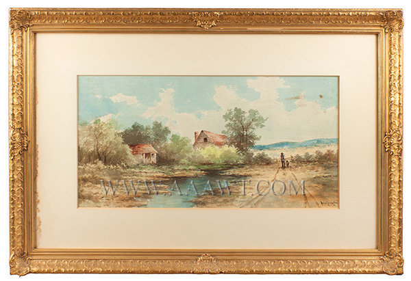 600x411 Antique Paintings, Watercolors Outdoor, Scenic, Genre, Americana - Frames For Watercolor Painting