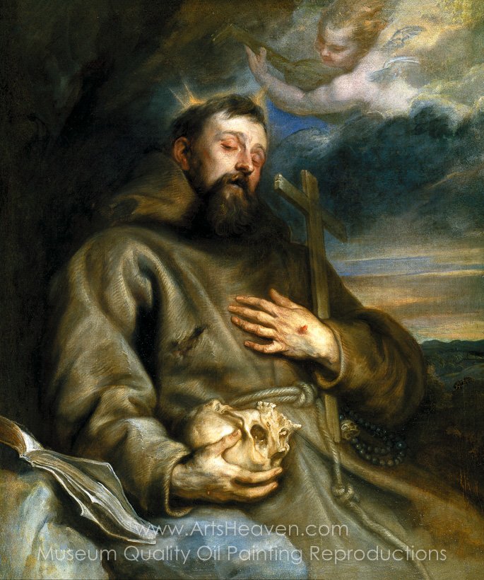 685x820 Reproduction Painting Sir Anthony Van Dyck Saint Francis Of Assisi - Francis Of Assisi Painting
