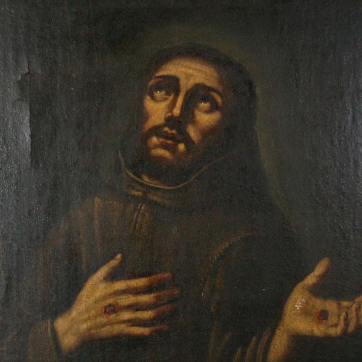 718x718 Antique Painting Of St. Francis Of Assisi - Francis Of Assisi Painting