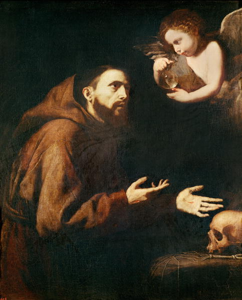 483x600 Vision Of St Francis Of Assisi Painting Jusepe De Ribera Oil - Francis Of Assisi Painting