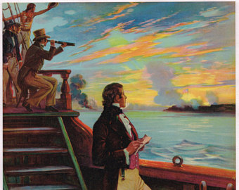340x270 Francis Scott Key Patriotic Postcard - Francis Scott Key Painting