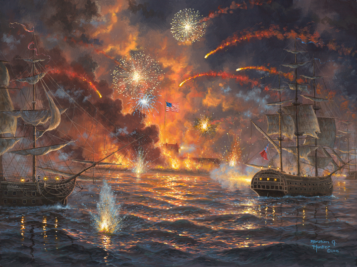 720x539 Rockets Red Glare By Abraham Hunter Infinity Fine Art - Francis Scott Key Painting