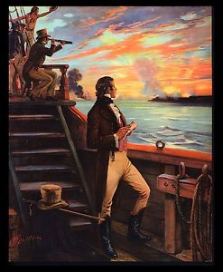 247x300 Vintage 1940's Birth Of Our National Anthem Francis Scott Key - Francis Scott Key Painting