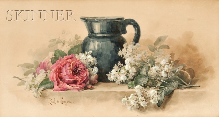 700x374 Paul De Longpre (Francoamerican, 1855 1911) Still Life - Franco Painting Flowers