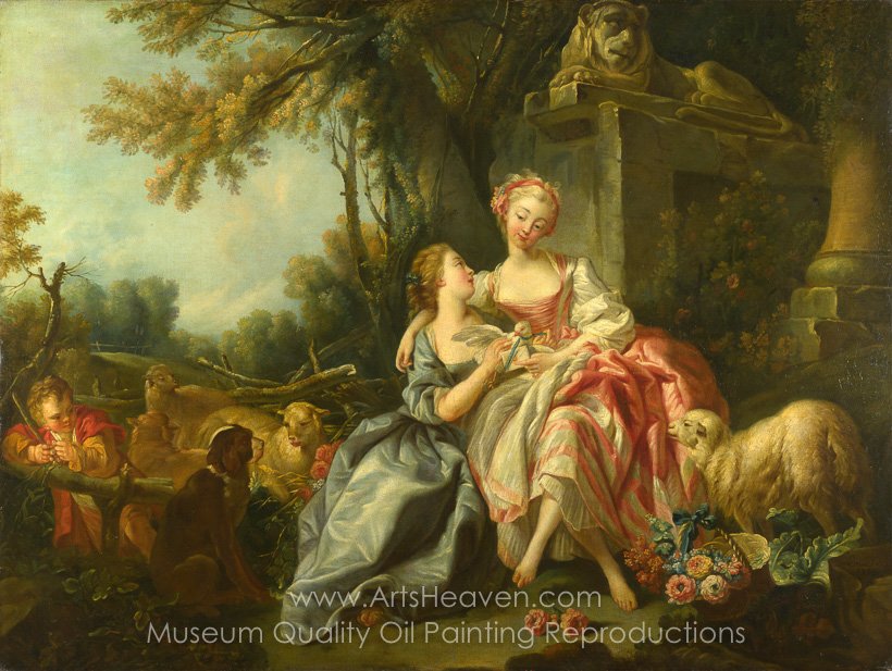 820x617 Reproduction Painting Francois Boucher The Billet Doux, Hand - Francois Boucher Painting