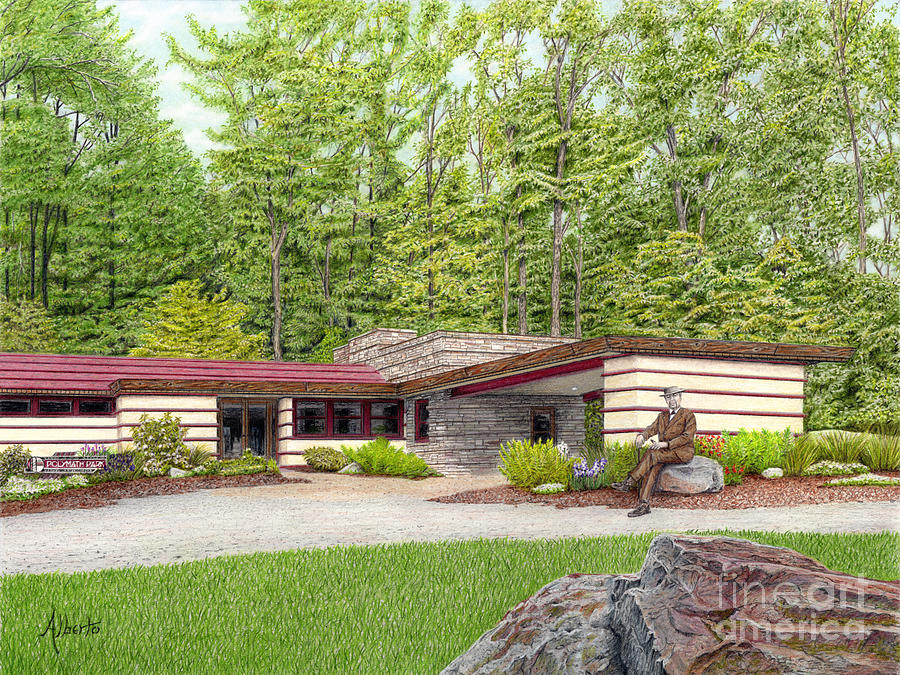 900x675 Frank Lloyd Wright At Duncan House Painting By Albert Puskaric - Frank Lloyd Wright Painting