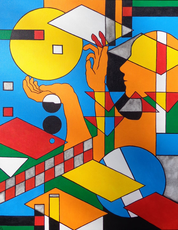 570x738 Print Of A Frank Lloyd Wright Inspired Painting. - Frank Lloyd Wright Painting