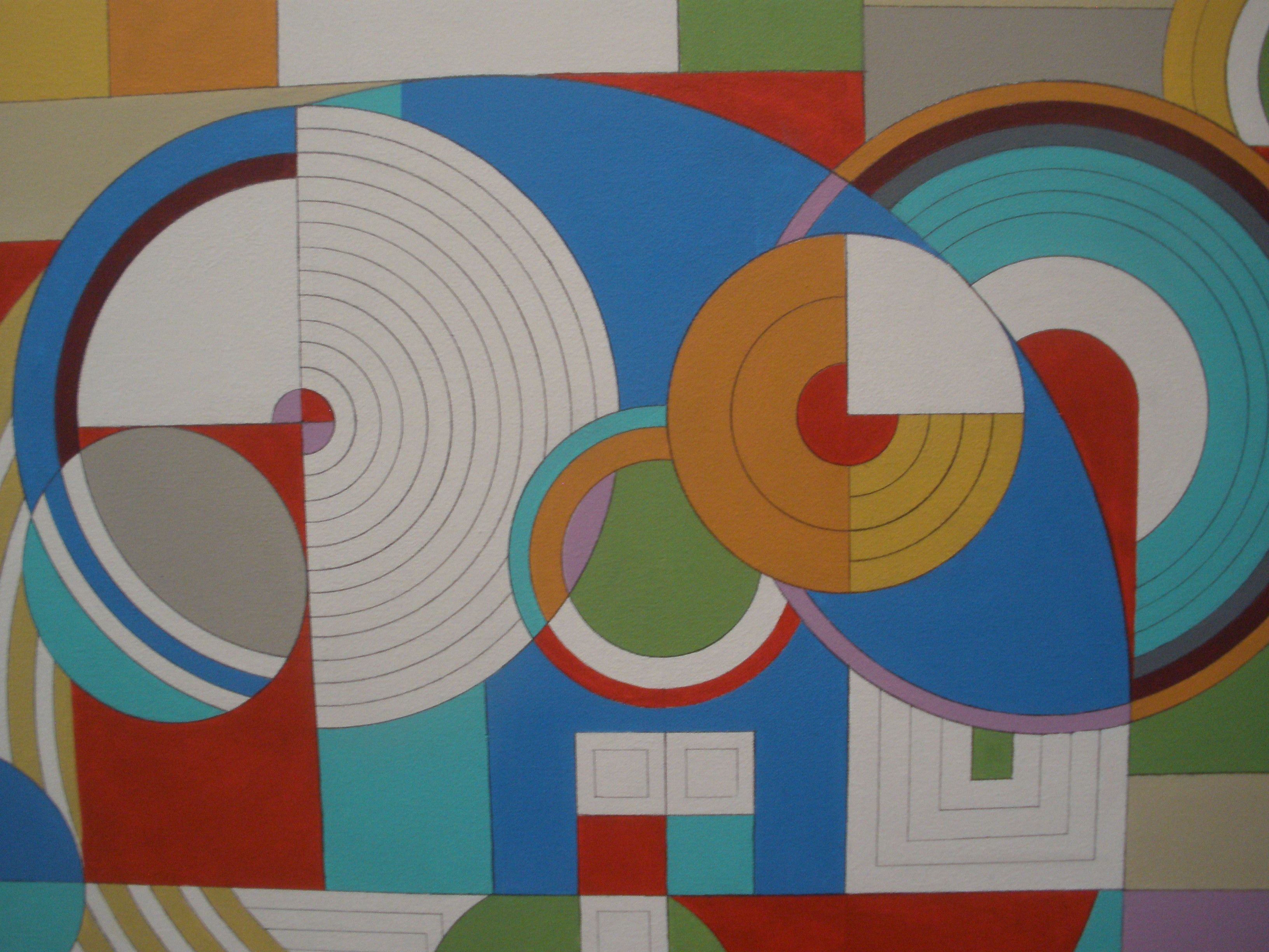 3264x2448 Detail. Frank Lloyd Wright Style Painting. Acrylic On Canvas 40 - Frank Lloyd Wright Painting