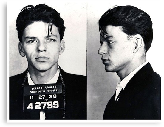 550x428 Frank Sinatra Mug Shot Painting Canvas Prints By Tony Rubino - Frank Sinatra Mugshot Painting