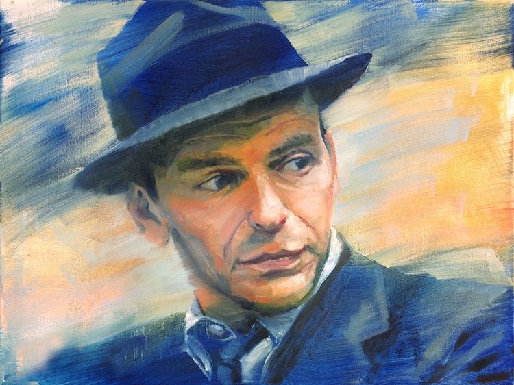 750x562 2017 Top Hand Painted Decor Art Jazz Singer Frank Sinatra Portrait - Frank Sinatra Oil Painting