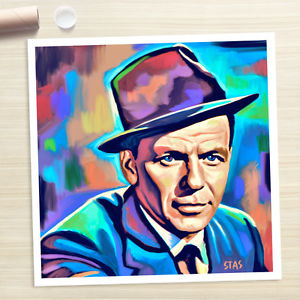 300x300 Frank Sinatra Portrait Modern Painting Canvas Art Print (Rolled - Frank Sinatra Painting