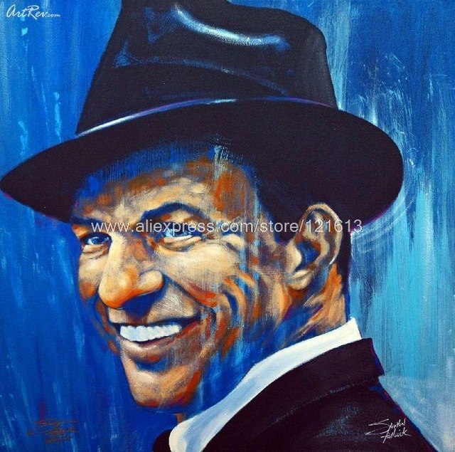 640x635 Stephen Fishwick Blue Eyes Frank Sinatra Hand Signed Gic On Canvas - Frank Sinatra Painting