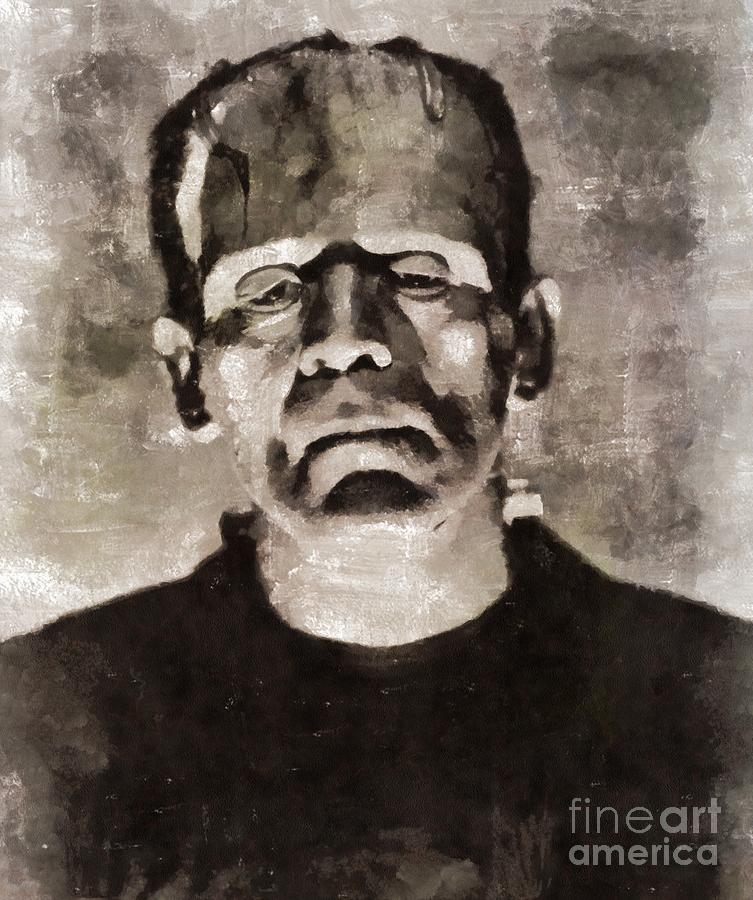 753x900 Frankenstein, Vintage Horror Painting By Mary Bassett - Frankenstein Cover Painting