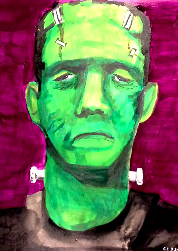 580x819 Frankenstein Painting By Wooden Mango - Frankenstein Cover Painting