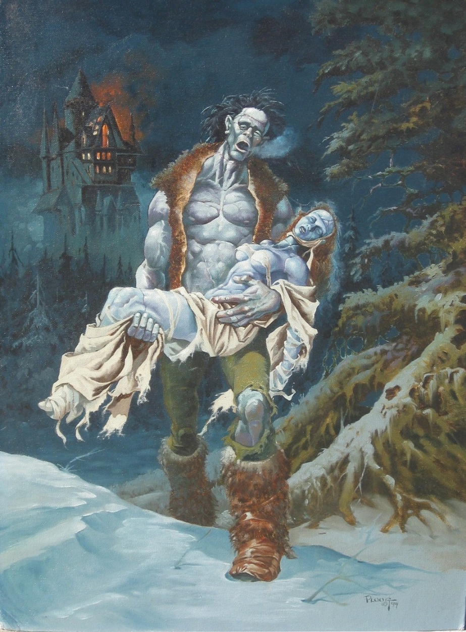 923x1250 Frankenstein And Bride, In Jim Warden's Ploog, Mike - Frankenstein Cover Painting