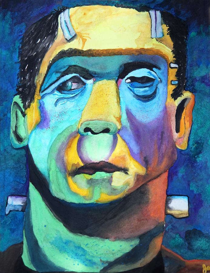 693x900 Frankenstein In Colour Painting By Jacquie Waldman - Frankenstein Painting