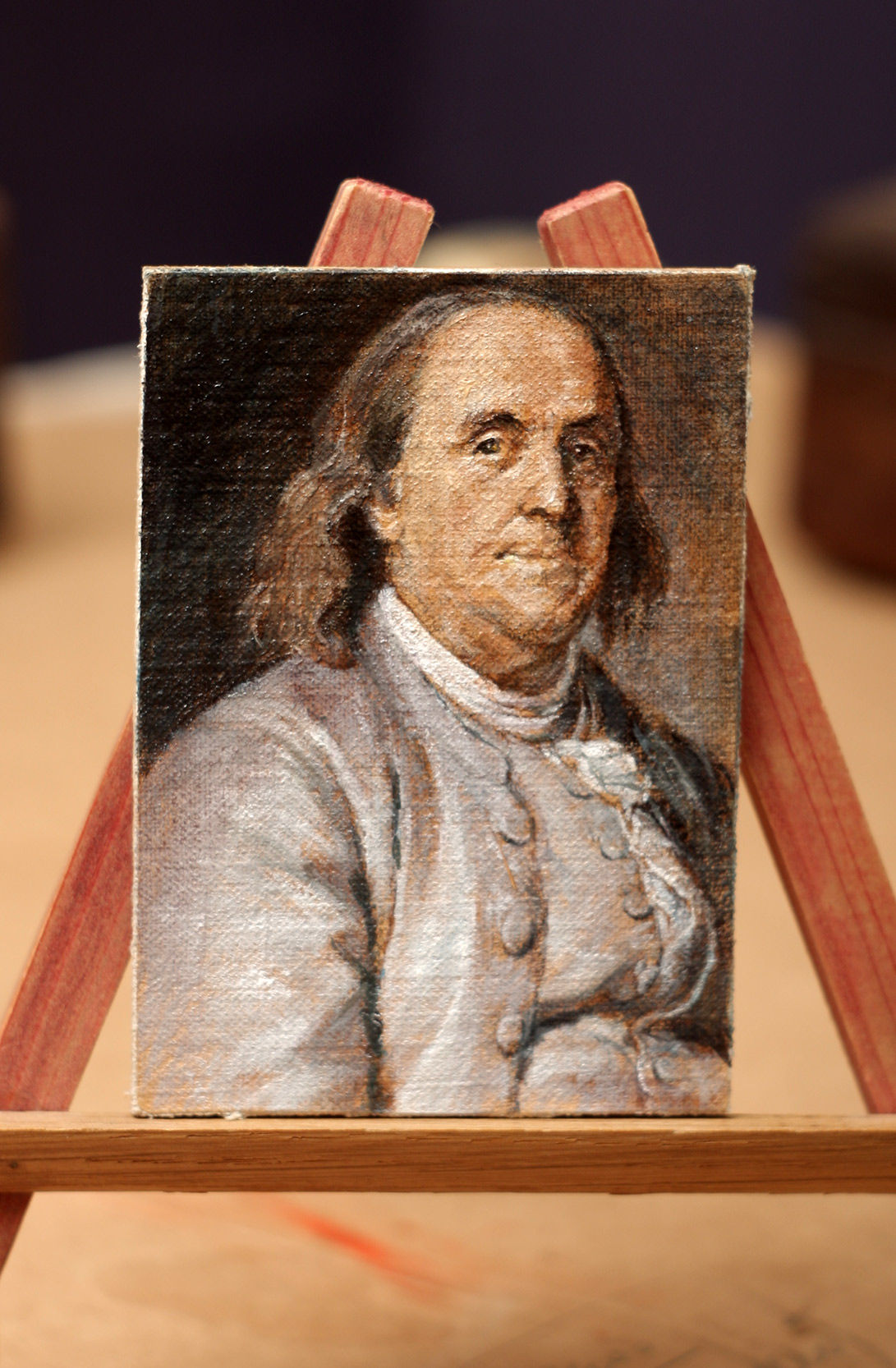 1091x1666 Benjamin Franklin Aceo Oil Painting Fine Arts Gallery - Franklin Painting