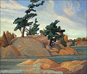 300x255 Handmade Oil Painting Repro Franklin Carmichael Island Georgian - Franklin Painting