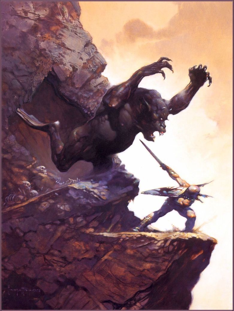 781x1040 Frank Frazetta Cave Demon Painting 50% Off - Frazetta Painting