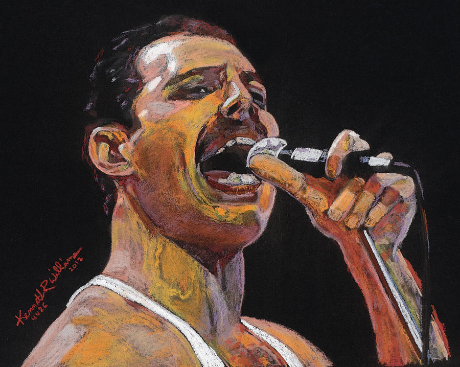 900x718 Freddie Mercury Of Queen Drawing By Kenneth Williams - Freddie Mercury Painting