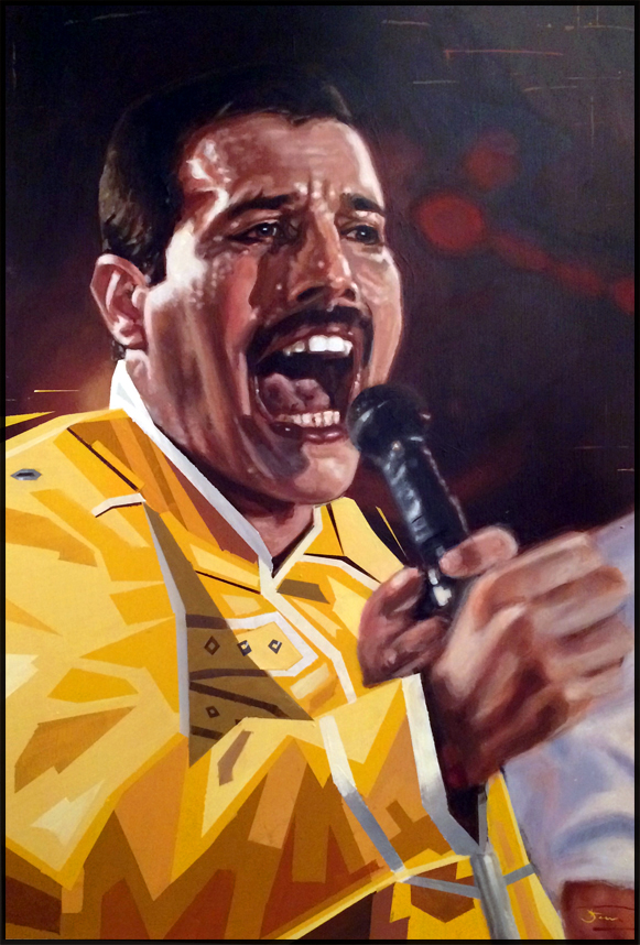 581x858 Pop Art 80's Ghostbusters Freddie Mercury Queen Ed Harris Rolling - Freddie Mercury Painting