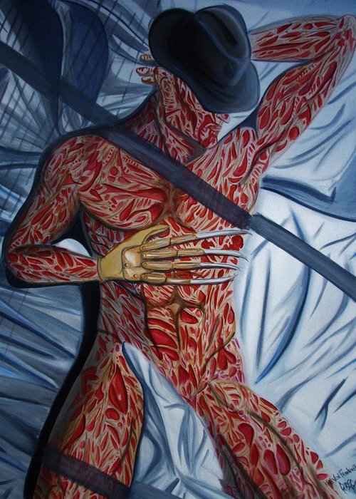 500x700 Freddy Greeting Card For Sale By Karl Von Frankenstein - Freddy Krueger Painting