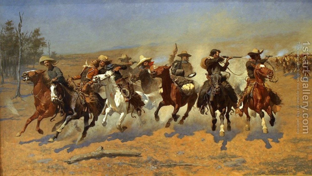 1000x565 A Dash For The Timber Frederic Remington Reproduction 1st Art - Frederic Remington Painting