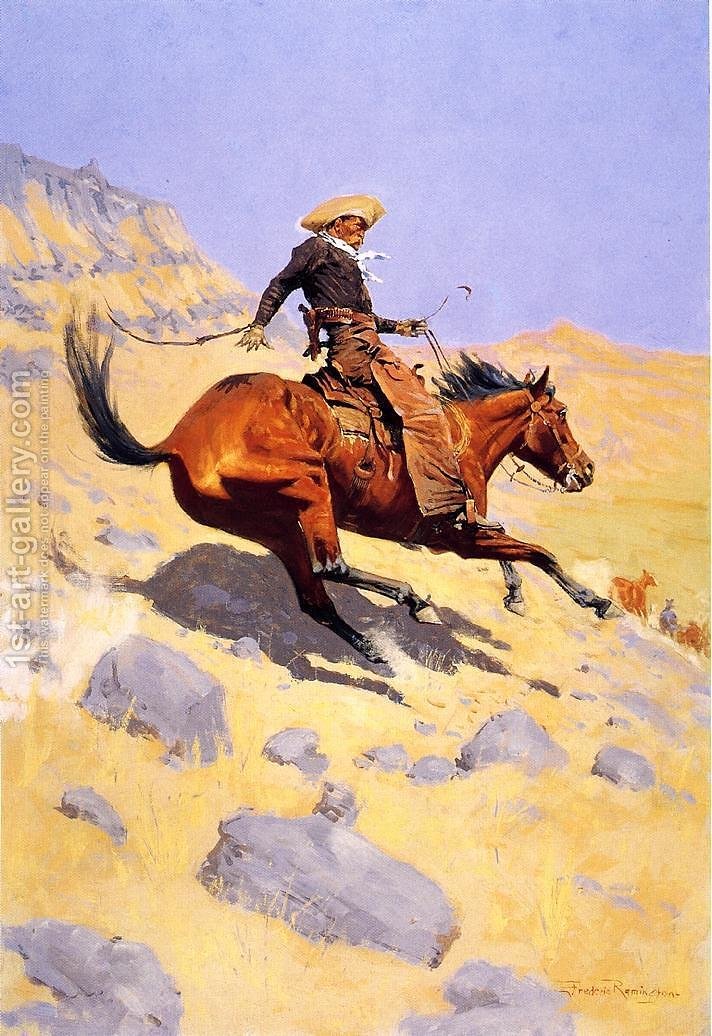 712x1036 The Cowboy Frederic Remington Reproduction 1st Art Gallery - Frederic Remington Painting