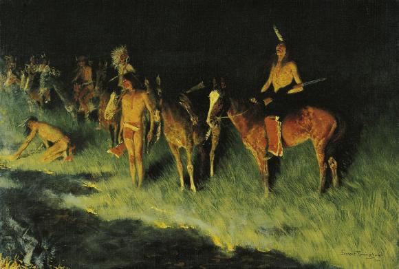 580x391 The Grass Fire - Frederic Remington Painting