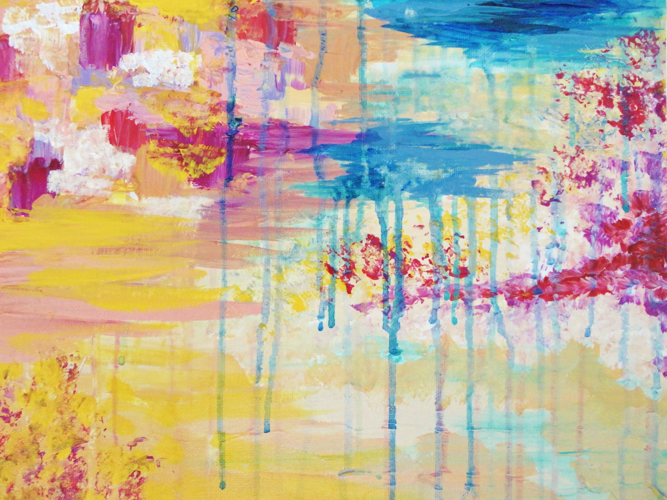 2592x1944 Beautiful Rainbow Painting Free Shipping Original Abstract Acrylic - Free Abstract Painting