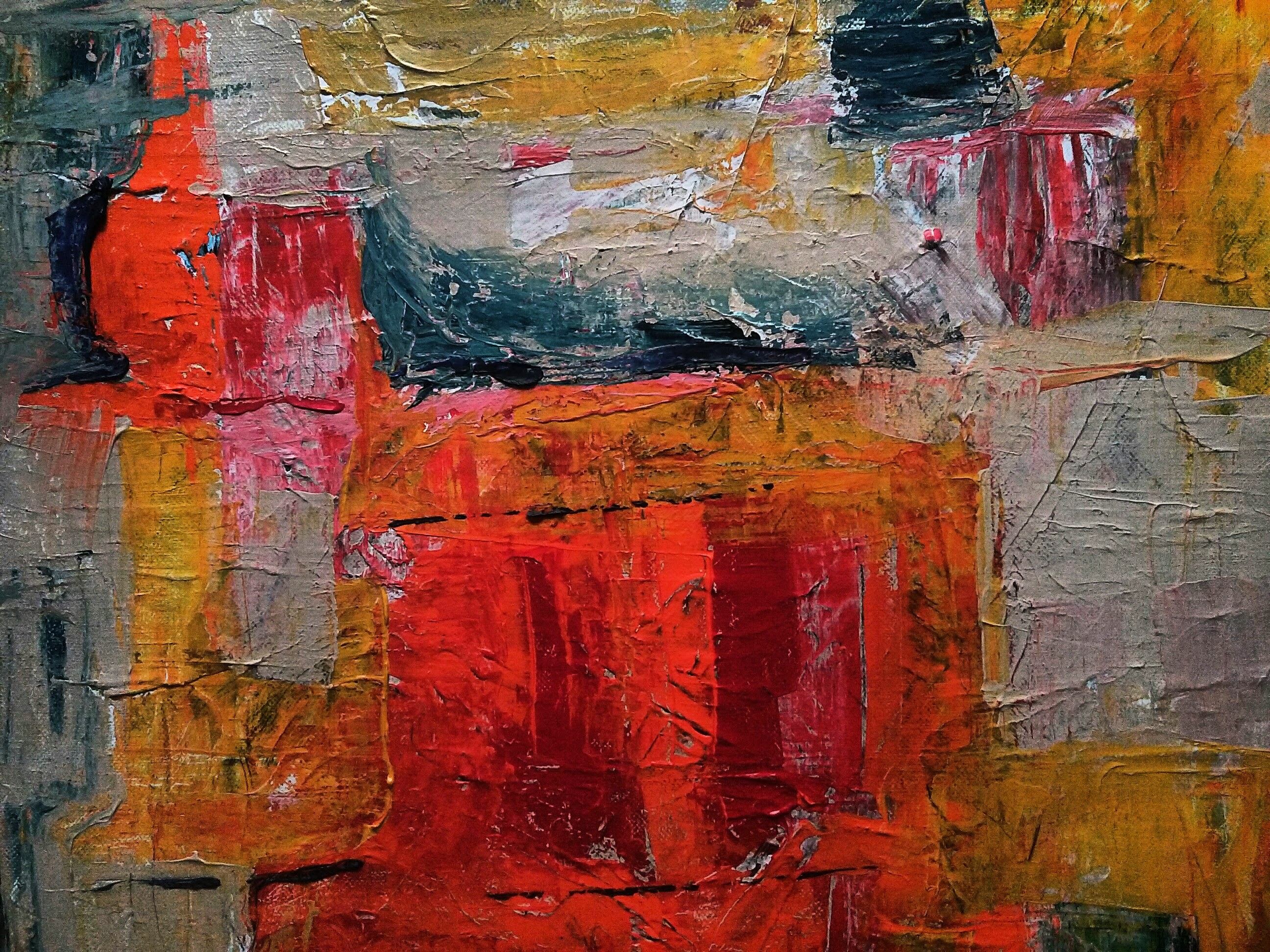 2592x1944 Red, Gray, And Yellow Abstract Painting Free Stock Photo - Free Abstract Painting