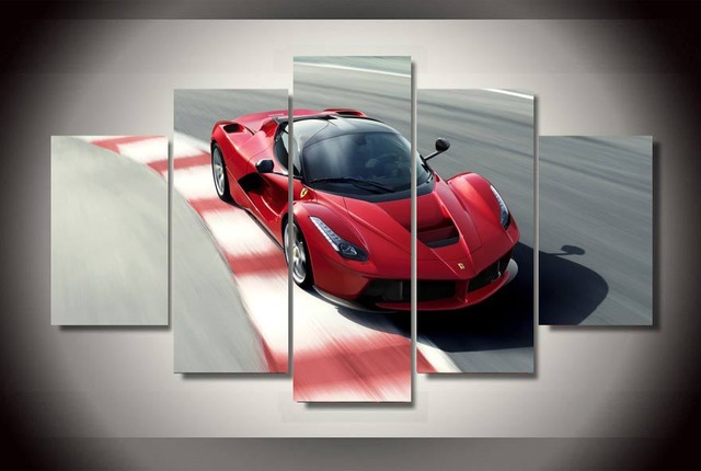 640x430 Unframed Printed Red Sports Car Painting On Canvas Room Decoration - Free Car Painting
